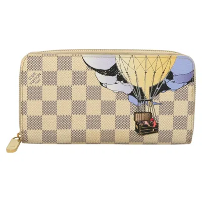 Pre-owned Louis Vuitton Portefeuille Zippy Canvas Wallet () In White
