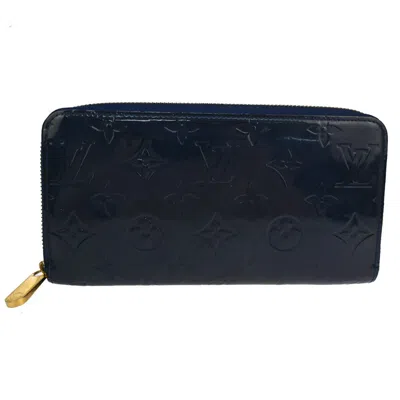 Pre-owned Louis Vuitton Portefeuille Zippy Patent Leather Wallet () In Blue