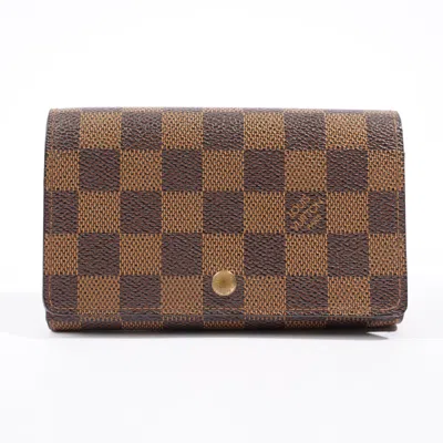 Pre-owned Louis Vuitton Porto Monevier Tresor Damier Ebene Coated Canvas In Brown