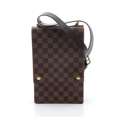 Pre-owned Louis Vuitton Portobello Damier Ebene Shoulder Bag Pvc Leather Brown