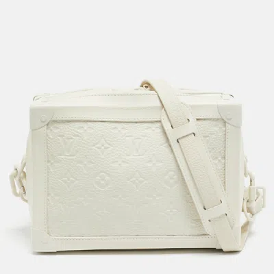 Pre-owned Louis Vuitton Powder White Monogram Taurillon Leather Soft Trunk Bag