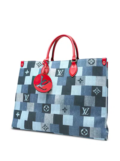 Pre-owned Louis Vuitton  Onthego Denim Shopping Tote In Blue