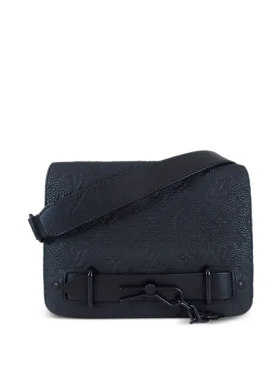 Pre-owned Louis Vuitton Monogram Taurillon Steamer Messenger In Black