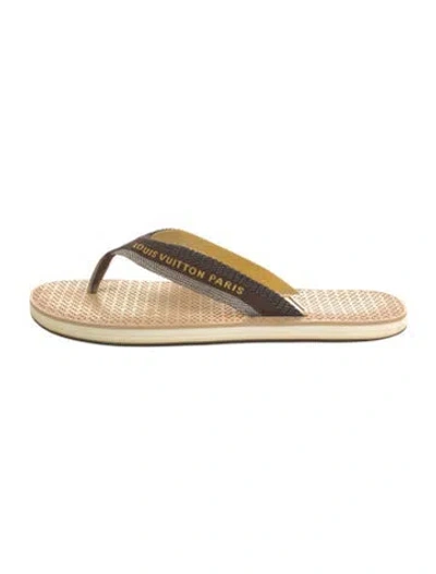 Pre-owned Louis Vuitton Printed Flip Flops In Brown