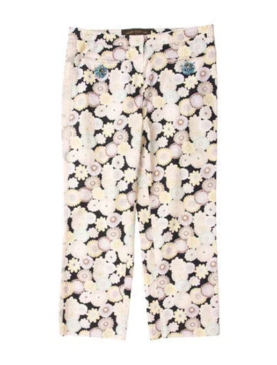 Pre-owned Louis Vuitton Printed Mid Rise Straight Leg Pants In Multi