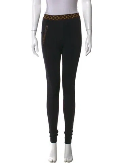 Pre-owned Louis Vuitton Printed Skinny Leg Pants In Black