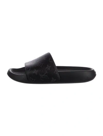 Pre-owned Louis Vuitton Printed Slides In Black