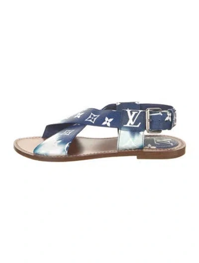 Pre-owned Louis Vuitton Printed Slides In Blue