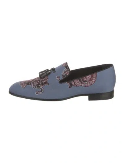 Pre-owned Louis Vuitton Printed Tassel Accents Loafers In Blue