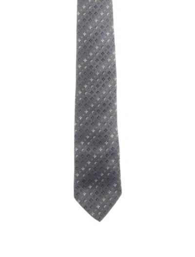 Pre-owned Louis Vuitton Printed Wide Tie In Gray