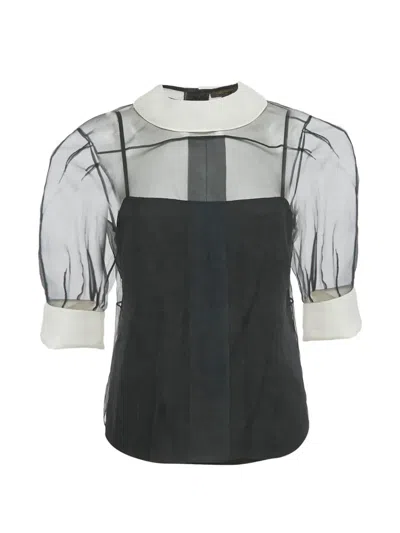 Pre-owned Louis Vuitton Puff-sleeve Blouse In Black