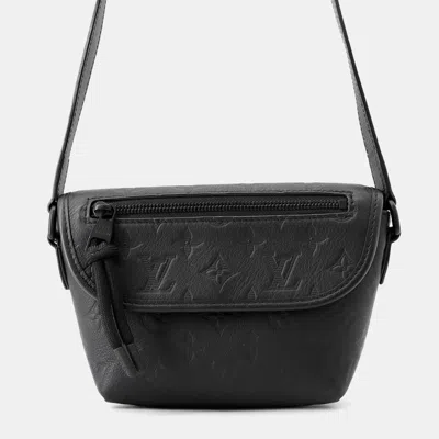 Pre-owned Louis Vuitton Pulse Wearable Wallet Noir Monogram Shadow Embossed Cowhide Leather Crossbody Bag In Black