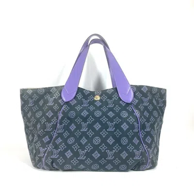 Pre-owned Louis Vuitton Purple Leather Canvas Shoulder Bag Tote Bag ()