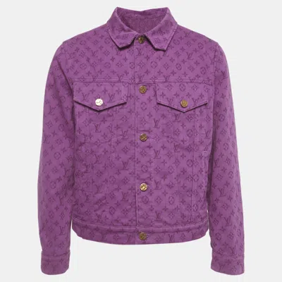 Pre-owned Louis Vuitton Purple Monogram Denim Button Jacket M