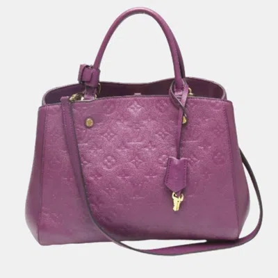 Pre-owned Louis Vuitton Purple Monogram Empreinte Leather Montaigne Mm Tote Bag