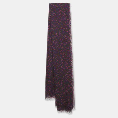 Pre-owned Louis Vuitton Purple Printed Cashmere Scarf