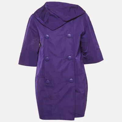 Pre-owned Louis Vuitton Purple Silk Blend Double Breasted Jacket S
