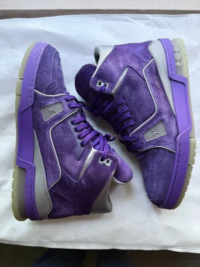 Pre-owned Louis Vuitton Purple Suede Trainer Sneaker