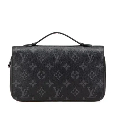 Pre-owned Louis Vuitton Pvc Leather Long Wallet (bi-fold) () In Black