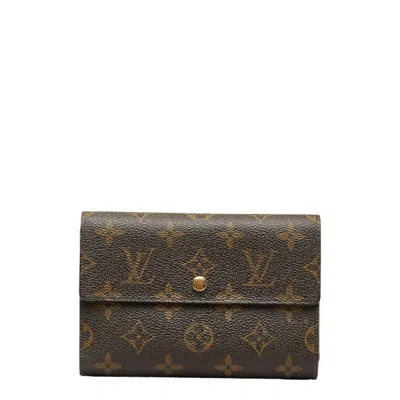 Pre-owned Louis Vuitton Pvc Leather Middle Wallet (tri-fold) () In Brown