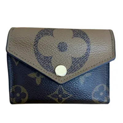 Pre-owned Louis Vuitton Pvc Leather Wallet (tri-fold) () In Brown