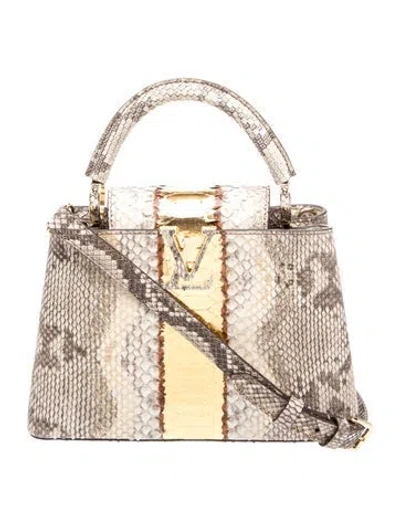 Pre-owned Louis Vuitton Python Capucines Bb In Neutral
