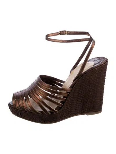 Pre-owned Louis Vuitton Python Espadrilles In Brown