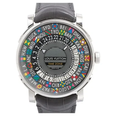 Pre-owned Louis Vuitton Q5d200 Escalar Automatic Time Zones Watch Box & Papers In Multi