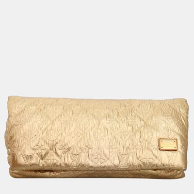 Pre-owned Louis Vuitton Quilted Monogram Saumon Clutch In Gold
