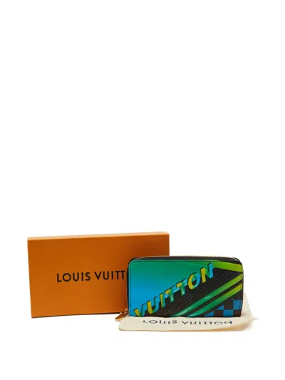 Pre-owned Louis Vuitton Race Print Wallet In Blue