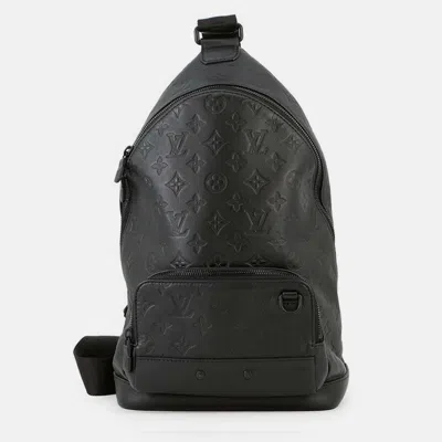 Pre-owned Louis Vuitton Racer Sling Bag Noir Monogram Shadow Backpack In Black