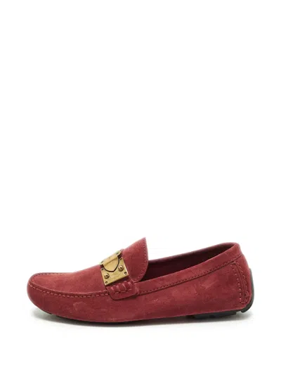 Pre-owned Louis Vuitton Racetrack Loafers In Red