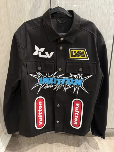 Pre-owned Louis Vuitton Racing Logos Denim Jacket In Black