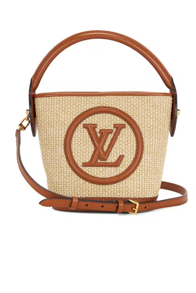 Pre-owned Louis Vuitton Raffia Petite Bucket Nm Bag In Brown