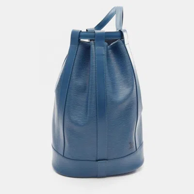 Pre-owned Louis Vuitton Randonnee Blue Epi Leather Backpack