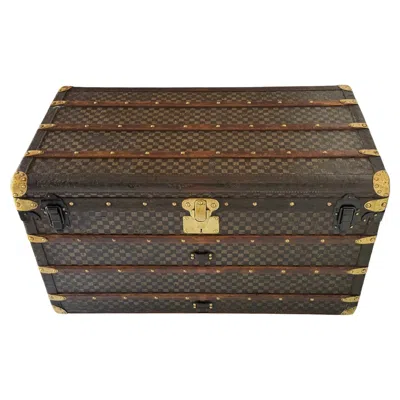 Pre-owned Louis Vuitton Rare Early  Damier Steamer Trunk With Ballantine Family Provenance In Brown