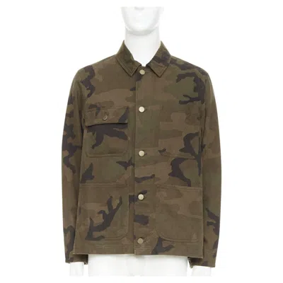 Pre-owned Louis Vuitton Rare  Supreme 2017 Monogram Camo Jacquard Chore Jacket Fr44 Xs In Black