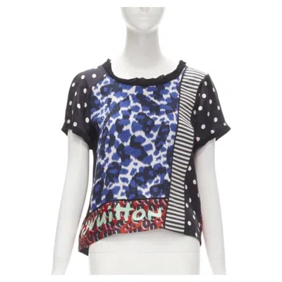 Pre-owned Louis Vuitton Rare  Vintage Stephen Sprouse Grafiti Leopard Patchwork Tshirt S In Gray