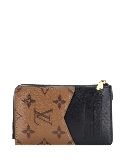 Pre-owned Louis Vuitton Recto Verso Reverse Monogram Canvas Card Holder In Brown