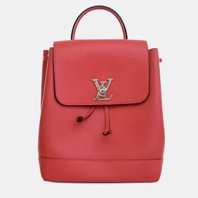 Pre-owned Louis Vuitton Red Calfskin Lockme Backpack