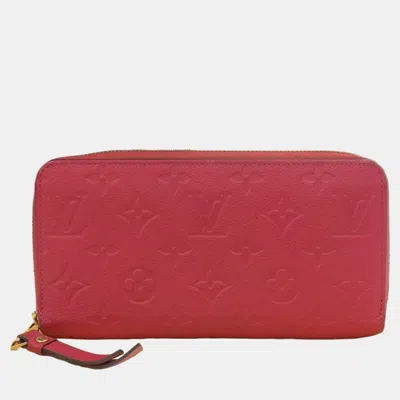 Pre-owned Louis Vuitton Red Canvas Monogram Empreinte Zippy Long Wallet