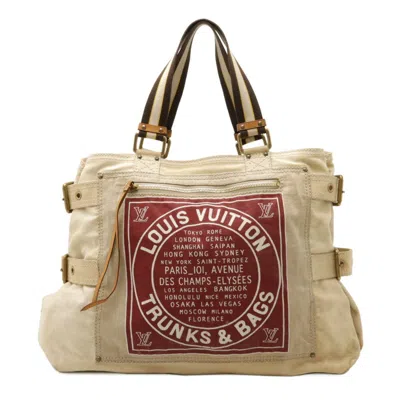 Pre-owned Louis Vuitton Red Color Cotton Canvas Tote Bag ()