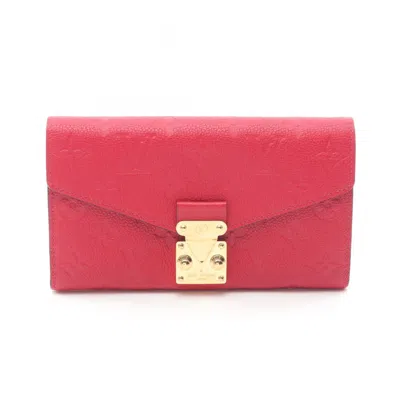 Pre-owned Louis Vuitton Red Color Leather Long Wallet (bi-fold) ()