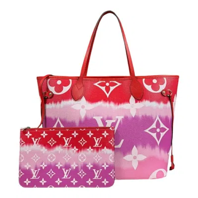 Pre-owned Louis Vuitton Red Color Monogram Canvas Tote Bag ()