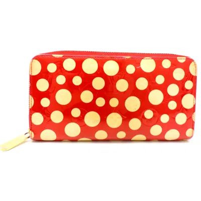 Pre-owned Louis Vuitton Red Color Rouge White Vernis Long Wallet (bi-fold) () In Red Color, Rouge, White