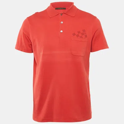 Pre-owned Louis Vuitton Red Cotton Pocket Detail Polo T-shirt M