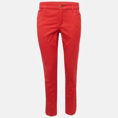 Pre-owned Louis Vuitton Red Cotton Zip Detail Pants M