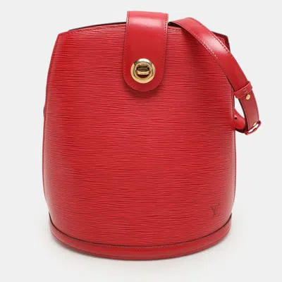 Pre-owned Louis Vuitton Red Epi Leather Cluny Bucket Bag
