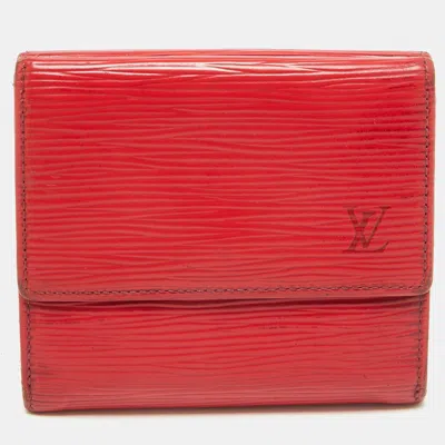 Pre-owned Louis Vuitton Red Epi Leather Elise Wallet