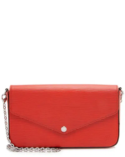 Pre-owned Louis Vuitton Red Epi Leather Felicie Pochette (authentic Pre-loved)